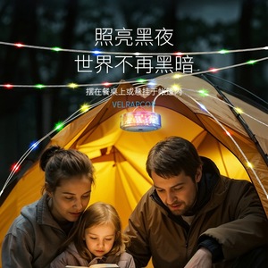 Lámpara LED Recargable para Camping con Diseño de Tiburón Sonriente, Luz Ambiental de Cielo Estrellado Colorido, Guirnalda de Luces Portátil para Exteriores - Product Image 1