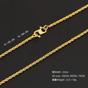18K Gold Plated Twist Rope Chain 1.2mm 1.5mm 1.7mm 2.3mm 3.3mm 925 Sterling Silver Made In Italy Diamond-Cut Rope Chain Necklace