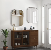 Vente directe d'usine, miroirs de salle de bain flottants irréguliers en diamant, design moderne personnalisé, faits à la main, avec LED, décoration murale