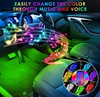 Mikrofon App-control RGB Dash LED Kit lampu Strip tahan air ponsel pintar musik sinkronisasi pencahayaan untuk mobil 12V DC USB mobil