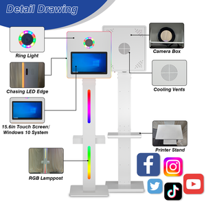 Caméra matrice blanche métal numérique Lcd Glam <span class=keywords><strong>Bot</strong></span> Dlsr Led en plein air Photobooth Dslr <span class=keywords><strong>Photo</strong></span> Booth Shell avec caméra Glam Filter - Product Image 2