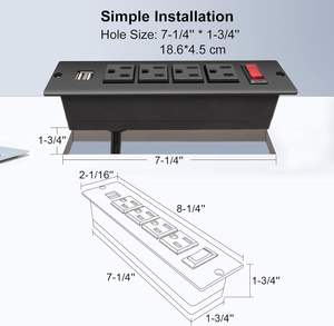 Regleta <span class=keywords><strong>de</strong></span> alimentación empotrada USB 4 AC 2 con interruptor Enchufe <span class=keywords><strong>de</strong></span> cable <span class=keywords><strong>de</strong></span> extensión <span class=keywords><strong>de</strong></span> alimentación <span class=keywords><strong>de</strong></span> escritorio estándar <span class=keywords><strong>de</strong></span> América para oficina y hogar - Product Image 3