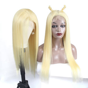 Vente en gros 10 pouces moyen Bob perruque 613 cheveux vierges blonds Double tirage péruvien pour dentelle dentelle transparente couleur haute densité - Product Image 5