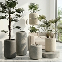 Pot Tanaman Silinder Tinggi dengan Lubang Drainase, Ramah Lingkungan, Terbuat dari Fiber Clay, untuk Luar Ruangan, Rumah, Taman, Balkon