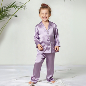 Pyjamas en satin pour enfants Hongbo en gros, 2 pièces, pyjamas de luxe pour enfants, marque privée, pyjamas en satin pour enfants de 5 à 10 <span class=keywords><strong>ans</strong></span> - Product Image 2