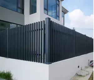 Nouvelle <span class=keywords><strong>lame</strong></span> en aluminium architecturale en bois traité thermiquement pour mur de clôture <span class=keywords><strong>Composite</strong></span> horizontale 3D conçue pour les cours clôturant les portes en treillis - Product Image 1