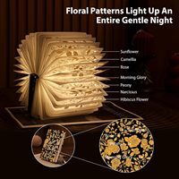 Lampe de lecture florale noire et or, LED 3 couleurs, rechargeable par USB, portable, pliable, commande tactile, lampe de chevet pour la lecture à la maison, lampe de bureau