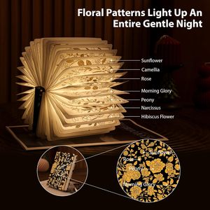 ไฟอ่านหนังสือลายดอกไม้ สีดำทอง ไฟ LED 3 สี พกพาได้ พับได้ ควบคุมด้วยระบบสัมผัส ใช้สำหรับอ่านหนังสือยามค่ำคืน - Product Image 2