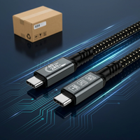 Kabel Video pengisian daya cepat, USB 4.0 tipe-c 0.5m penyimpanan Data sangat cepat 16K Thunderbolt 5 40Gbps 240W nilon ultra-ramping Monitor 4K