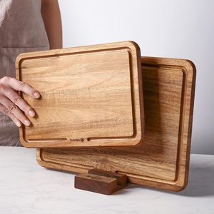 Ensemble <span class=keywords><strong>de</strong></span> 3 planches à découper en <span class=keywords><strong>bois</strong></span> d'acacia Plateaux <span class=keywords><strong>de</strong></span> cuisine profonds Bloc <span class=keywords><strong>de</strong></span> boucher épais pour viande, fruits, fromage, jus, séparation - Product Image 3