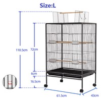 2023 métal grande cage à oiseaux fantaisie pour Pigeons perroquets fil de fer Tube carré nichoir avec roues Station barres boîtes à nourriture plateau