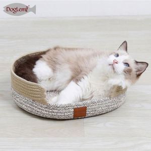 Doglemi Round Pet Mat With Green Trim Modern Washable Dog <b>Bed</b> All Seasons Textile Design - Product Image 4