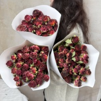 Bunga Mawar Kering Alami Asli Grosir, Kepala Bunga Multi-Head Berkualitas Tinggi untuk Kerajinan DIY, Rangkaian Bunga Pernikahan, 25-30 Kepala Bunga/Paket