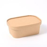 Aangepaste bedrukte logo eco-vriendelijke composteerbare kraft papieren rechthoekige saladebox deksel duurzaam wegwerpbaar magnetronbestendig lunchbox
