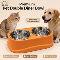 Bol double surélevé en acier inoxydable pour animaux de compagnie, base antidérapante, pour nourriture et eau, pour chats et petits chiens