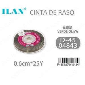 ILAN ริบบิ้นผ้าซาติน 0.6 ซม. 25Y สีเขียวมะกอก D-45 - Product Image 3
