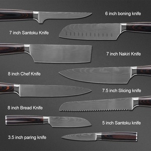 YUEYANG Premium Japonês Chef Faca <span class=keywords><strong>Set</strong></span> Aço Inoxidável Alemão com Lâmina de Damasco para Casa e Restaurante Uso Inclui Caixa de Presente - Product Image 4