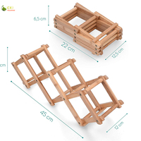 Porte-bouteilles pliable en bambou à double niveau, petit modèle, pour organiser et ranger les bouteilles, 5 emplacements