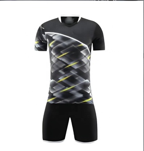 Maillot de football noir géométrique à col en V pour homme, manches courtes, en polyester anti-humidité, imprimé par sublimation, coupe athlétique adulte 2027 - Product Image 1