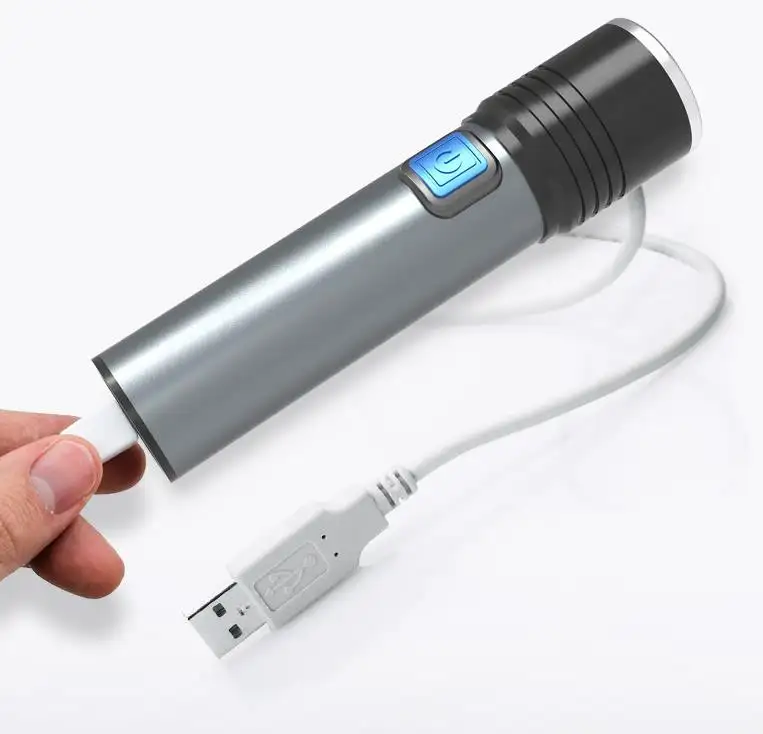 미니 LED 손전등 USB 충전식 토치 일몰 프로젝션 램프 분위기 랜턴 방수 줌 낚시 빛