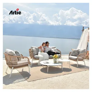 Artie'nin otel dış mekan mobilyası kanepe veranda seti açık kanepe Modern hasır teras mobilya Rattan bahçe kanepe