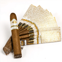 Bandes d'étiquettes de cigares rétro en feuille d'or - Autocollants holographiques gaufrés, imperméables et résistants à l'huile, en papier artistique