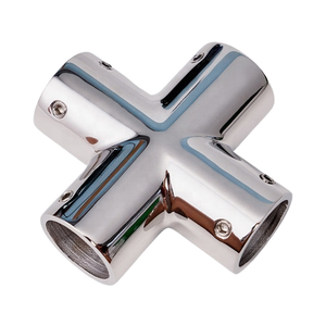 Stainless Steel 316 Marine 4-Way TEE Joint O.D. 25mm(1 Inch) Tube Corner Handrail Fitting <b>Yacht</b> Boat Hardware Accessories 4-Way - Product Image 1