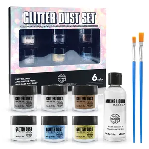  VIOLA HOUSE Glitter polvere acrilica viso e corpo Glitter Set 6 colori trucco poliestere Glitter polvere per ombretto o unghie