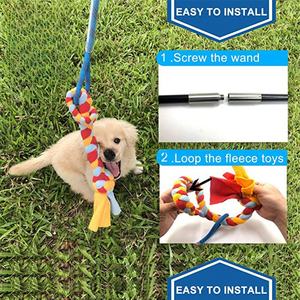 Interactive <strong>Flirt</strong> <strong>Pole</strong> Toy <strong>for</strong> <strong>Dogs</strong> Chase Durable Teaser Wand with Pet Fleece Rope Tether Lure Toy Exercise Training - Product Image 3