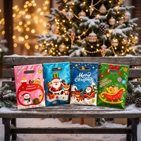 Sacs à bonbons de Noël personnalisés en plastique PE avec poignée découpée - Sacs transparents imprimés pour emballages de fêtes