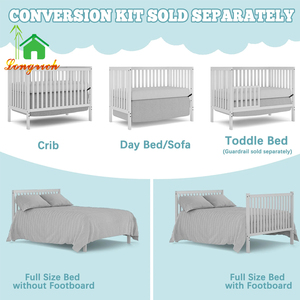 Natura in legno Full Size colore bianco letto per bambino piccolo bambino culla 5-in-1 convertibile - Product Image 6