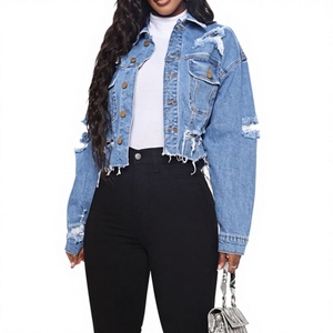 Nouvelle Veste Courte en Jean Vintage pour Femme 2025 – Effet Usé, Ourlet Brut, Boutons sur le Devant – Manteau en Jean Bleu Vintage Automne Hiver - Product Image 3