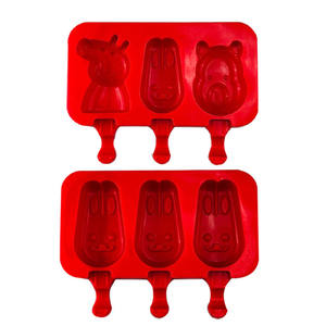 Caldo di Vendita OEM All'ingrosso 3 Cavità FAI DA TE Del Silicone Del Fumetto Ice Cream Stampi Coniglio di Figura Della Muffa Dessert Silicone Forma di Frutta Ghiaccio muffa - Product Image 1