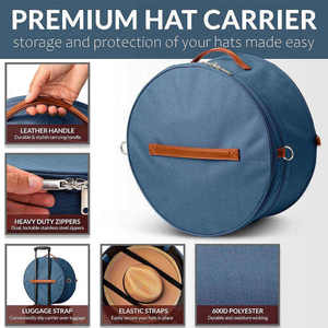 Dust-proof Cap Organizer <b>Collapsible</b> Portable Hat Carrying Case for Travel Cowboy Hat <b>Box</b> Custom Hat <b>Storage</b> Bag Zipper Closure - Product Image 2