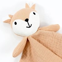 Couette pour bébé en mousseline de coton Renard Animal en peluche Jouet apaisant pour la dentition Literie pour enfants
