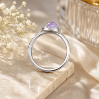 Fabricant de bagues personnalisées en acier inoxydable 316L, ton argent, avec cabochon ovale en améthyste, style vintage, semi-précieuses