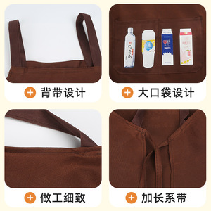 Tablier sans manches Lan Ze sur mesure, couleur unie, anti-salissure, vêtements de travail de cuisine pour femmes - Product Image 4