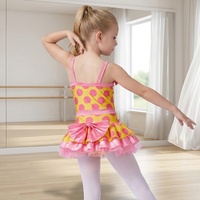 Vestido de Baile Jazz con Estampado de Lunares MiDee para Niñas, con Camisola, Detalles de Lazos y Falda Tutú para Actuaciones en Escenario