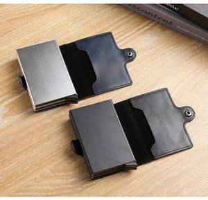 Custom logo Men's Credit Card Holder Leather Aluminum Card <strong>Wallet</strong> Double Slot <strong>Rfid</strong> Credit Card Holder Automatic Pop up <strong>Wallet</strong> - Product Image 4