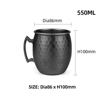 Vente en gros OEM/ODM, tasse à Moscow Mule de 550 ml, texture écaille de poisson, acier inoxydable 304 de qualité alimentaire, tasse à vin, cocktail, bière, bar