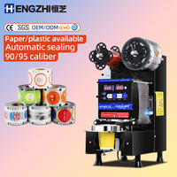 Machine à sceller les gobelets à bulles électriques professionnelle HENGZHI, entièrement automatique, haute précision, pour boissons en papier, avec certification CE