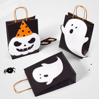 Sac fourre-tout à motif fantôme de dessin animé, thème Halloween, réutilisable, pour bonbons et cadeaux, sac en papier kraft blanc vide, vente en gros