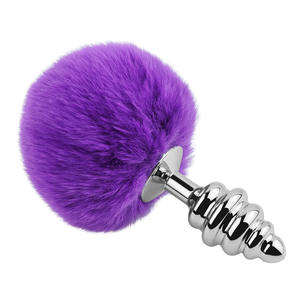 Queue de lapin artificielle en gros avec plug anal en forme de fil, jouets sexuels pour couples, plug anal argenté, outils de plaisir sexuel - Product Image 3