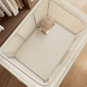 Clothing Organizer Storage Box 66L Beige Rectangle With Mesh Window For Wardrobe Bedside Use - Product Image 2