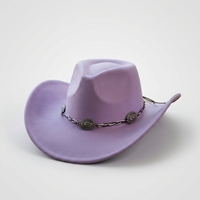 Chapeau en feutre de laine personnalisé de style occidental à la mode, avec bord large et souple, en denim, pour adulte, personnalisable pour les fêtes