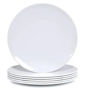 Melamin yemek tabakları 10 inç yemek takımı tabak takımı iç ve dış mekan kullanımı için, kırılmaya dayanıklı, beyaz tabak, bulaşık makinesi güvenli