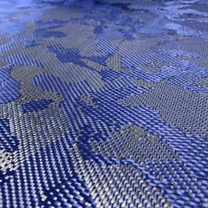 迷彩ハニカム織り六角形ジャカードクロス3Kカーボンファイバーと1500Dブルーパラアラミドファイバー混合織物 - Product Image 2