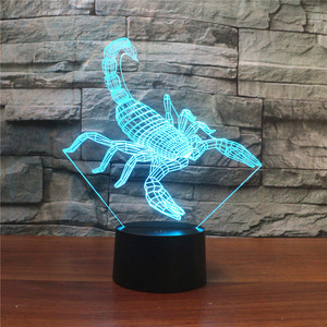 Bọ cạp Led 7 màu thay đổi <span class=keywords><strong>3D</strong></span> ánh sáng ban đêm cảm ứng đầy màu sắc trẻ em lampara bé ngủ USB bảng Bàn đèn - Product Image 3
