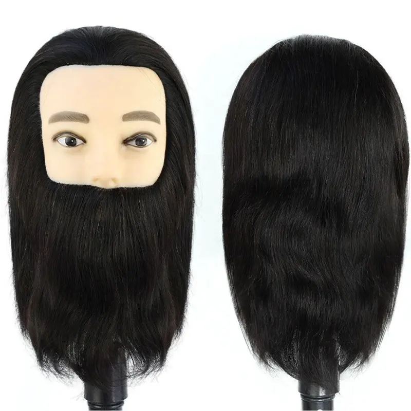 男性100% 人毛ダミートレーニングマネキン頭と髪美容美容美容師練習人形の頭ヘアスタイリング