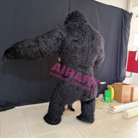 Costume gonflable personnalisé pour défilé, mascotte ambulante, gorille en peluche gonflable noir pour adultes